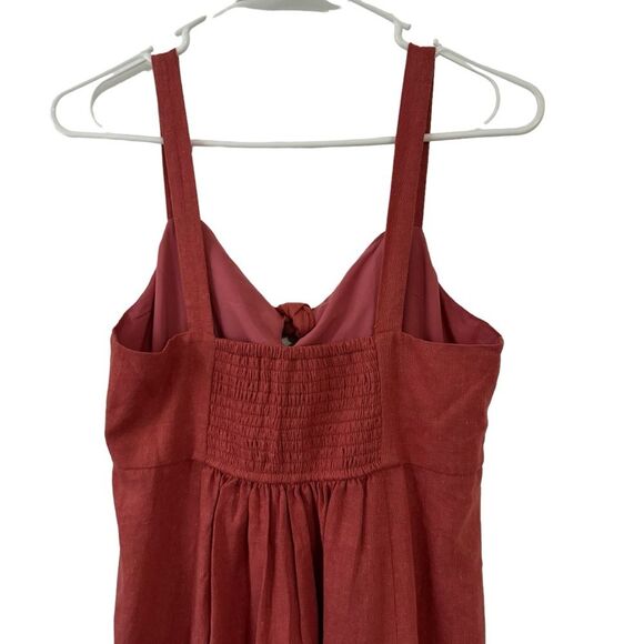 Women's LOFT Lounge Shift coral pink/salmon, v-neck midi Dress, Size S - Picture 6 of 13